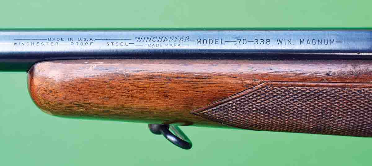 The Model 70 was 100 percent manufactured in the U.S. and was the rifle used to introduce many notable cartridges, including the original magnums such as the 264, 300, 338 (shown) and 458 Winchester Magnums.